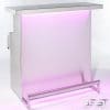 Le bar portatif DELUX, le bar mobile le plus spectaculaire avec son fini en acier inoxydable brossé et son éclairage holographique 3d rose